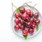 Cherry freshness Plate of sweet cherries with water droplets, tempting