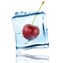 Cherry frozen in ice cube, isolated