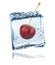 Cherry frozen in ice cube, isolated