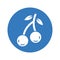 Cherry, fruit icon. Rounded blue vector