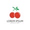 Cherry Fruit Logo Template. Vector Illustration Cherries Symbol