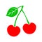 Cherry fruit sign. Sweet berry simple flat icon - vector