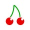 Cherry fruit sign. Sweet berry simple flat icon - vector