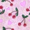 Cherry fruits plants seamless pattern illustrations