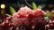 cherry granita in glasses on red