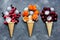 Cherry ice cream, berry ice cream, apricot ice cream - food art