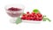 Cherry jam in glass dessert bowl and fresh cherries