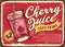Cherry juice vintage retro sign design
