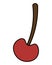 Cherry. Juicy red berry on a stalk in cartoon style. Ripe berry. Juicy cherry