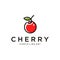 Cherry logo design with line art style color Vector