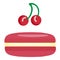 Cherry macaroon icon cartoon vector. Cookie french