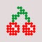 Cherry pattern. Dots pixel cherry image.