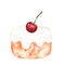 Cherry pie. Bento cake. Watercolor illustration. Isolated on a white background. For design.