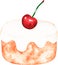 Cherry pie. Bento cake. Watercolor vector illustration.