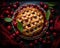 cherry pie with lattice on a dark background