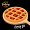 Cherry pie mesh on the board vector. Baked bread product.