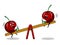 Cherry on seesaw pop art vector illustration