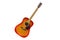 Cherry sunburst acoustic guitar in white background