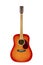 Cherry sunburst acoustic guitar in white background