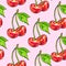 Cherry sweet on a pink background. Seamless pattern for design. Animation illustrations. Handwork