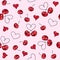 Cherry sweet on a pink background. Seamless pattern for design. Animation illustrations. Handwork