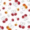 Cherry sweet on a white background. Seamless pattern for design. Animation illustrations. Handwork