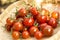 Cherry tomato harvest at vegetable garden