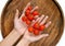 Cherry tomatoes in hands