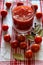 Cherry tomatoes and juice