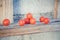 Cherry tomatoes, vintage photos, scattered tomatoes