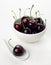 Cherry white spoon, cherries group white bowl