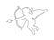 Cherub line art Valentines day, cute cupid outline angel with wings