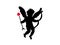 Cherub silhouette Valentines day, cute cupid angel with wings