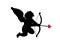 Cherub silhouette Valentines day, cute cupid angel with wings