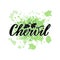 Chervil black word on green watercolor background