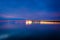 The Chesapeake Bay Bridge at night, seen from Kent Island, Maryland.