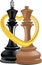 Chess black king and white queen with heart ring