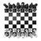 Chess Board with all chess pieces. Top view