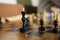 Chess Board close focused on black king and pawn