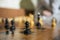 Chess Board close focused on black pawn