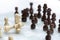 Chess board game, business competitive concept, encounter difficult situation, losing and winning