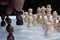 Chess board game, business competitive concept, encounter difficult situation, losing and winning