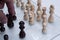 Chess board game, business competitive concept, encounter difficult situation, losing and winning