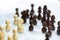 Chess board game, business competitive concept, encounter difficult situation, losing and winning