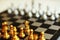 Chess board game, business competitive concept, encounter situation, losing and winning