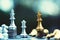 Chess board game, business competitive concept, strong financial capital advantage situation against unstable finance team