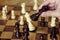 Chess board game, encounter difficult situation, business competitive concept