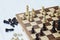 Chess board game, encounter difficult situation, business competitive concept