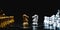 Chess board game gold and silver colour. Panoramic image