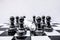 The chess board shows leadership, followers and business success strategies